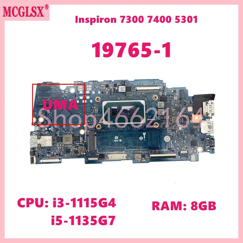 Imagem -02 - Placa-mãe Portátil para Dell Mainboard i3 i5 I711th Gen Cpu gb 16 gb de Ram Uma pm Dell Inspiron 7400 7300 5301 Vostro 5301 19765 1