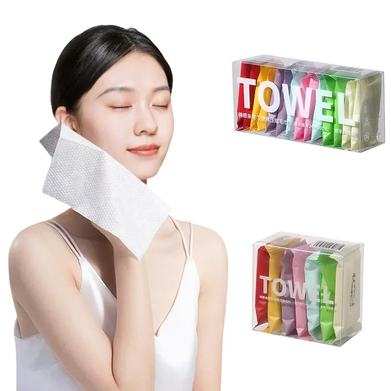 7PCS Disposable Face Towels Individually Wrapped Compressed Towels Facial Cleansing Cloths for Travel Skincare Personal Care