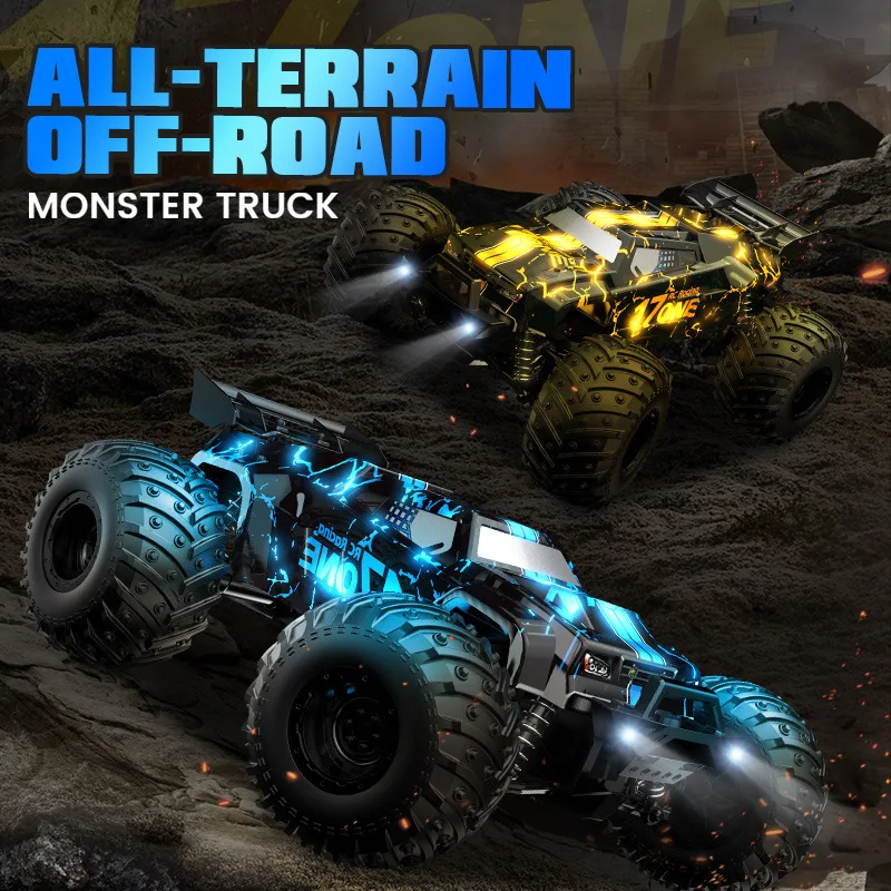 รถทางวิบากปีนเขาพร้อมรีโมทคอนโทรล1:14พร้อมไฟ LED รถแข่งดริฟท์ความเร็วสูง20กม./ชม. รถของเล่นสำหรับเด็ก