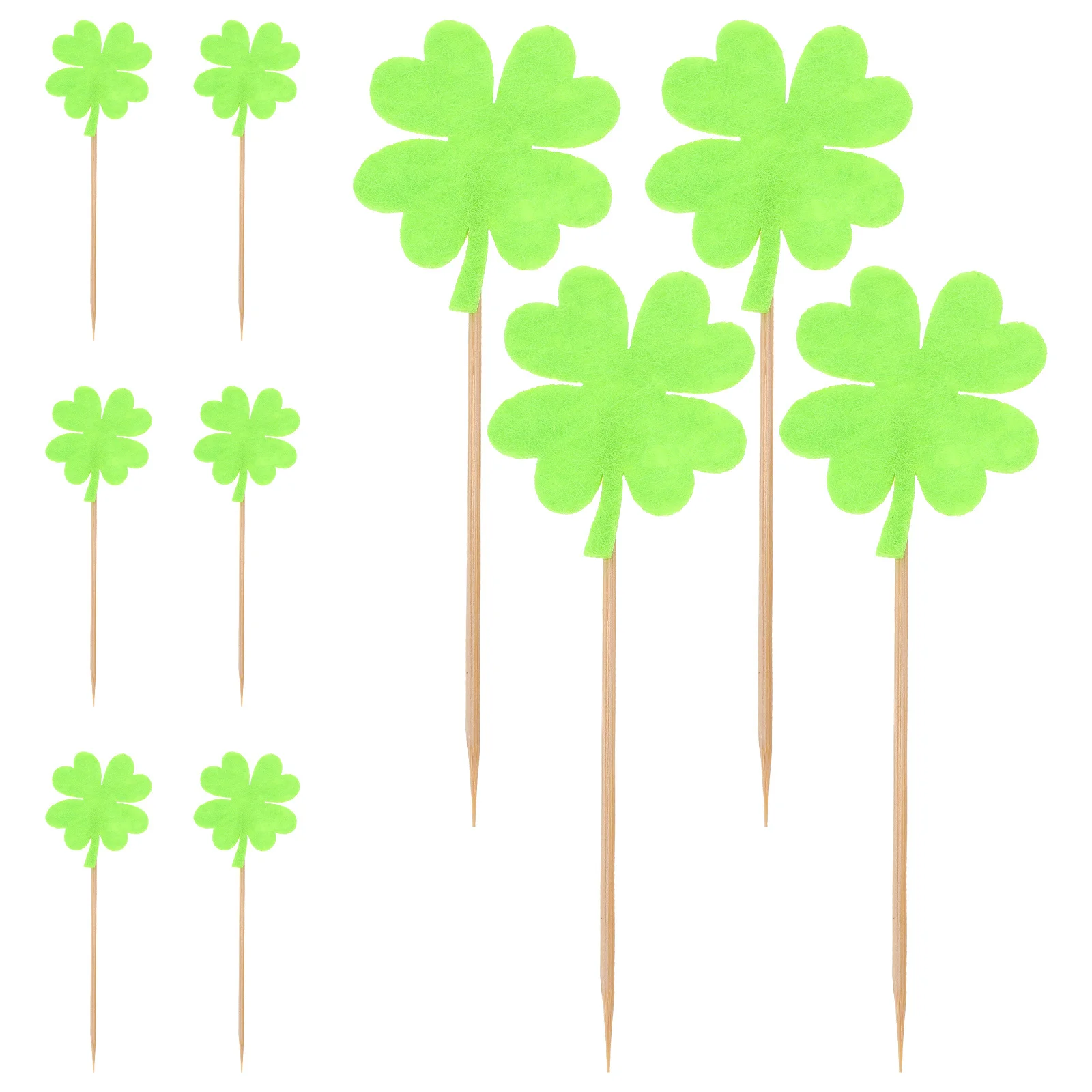 

10Pcs Four-Leaf Clover Cake and Cupcake Picks Creative Decoration Light Green Dark Green Wedding Birthday Party Baby Shower