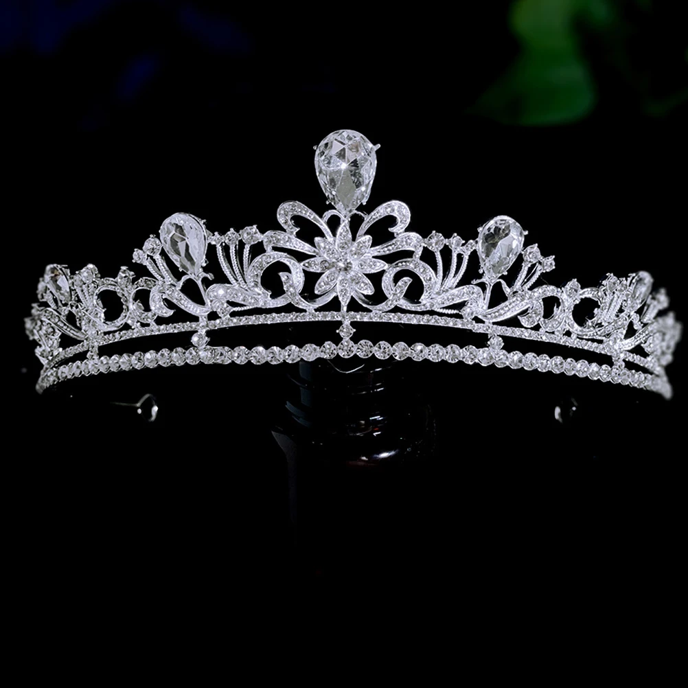 

Stylish Rhinestone Tiara Crown Headband Women Wedding Bridal Prom Birthday Party Silver Crown Headpiece For Brides Banquet