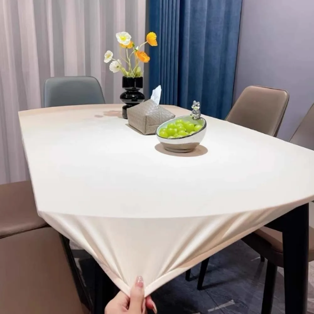 

Rectangular Imitation Sheepskin Tablecloth Full Wrapped Soft Solid Color Table Cover Smooth Anti-splash Water