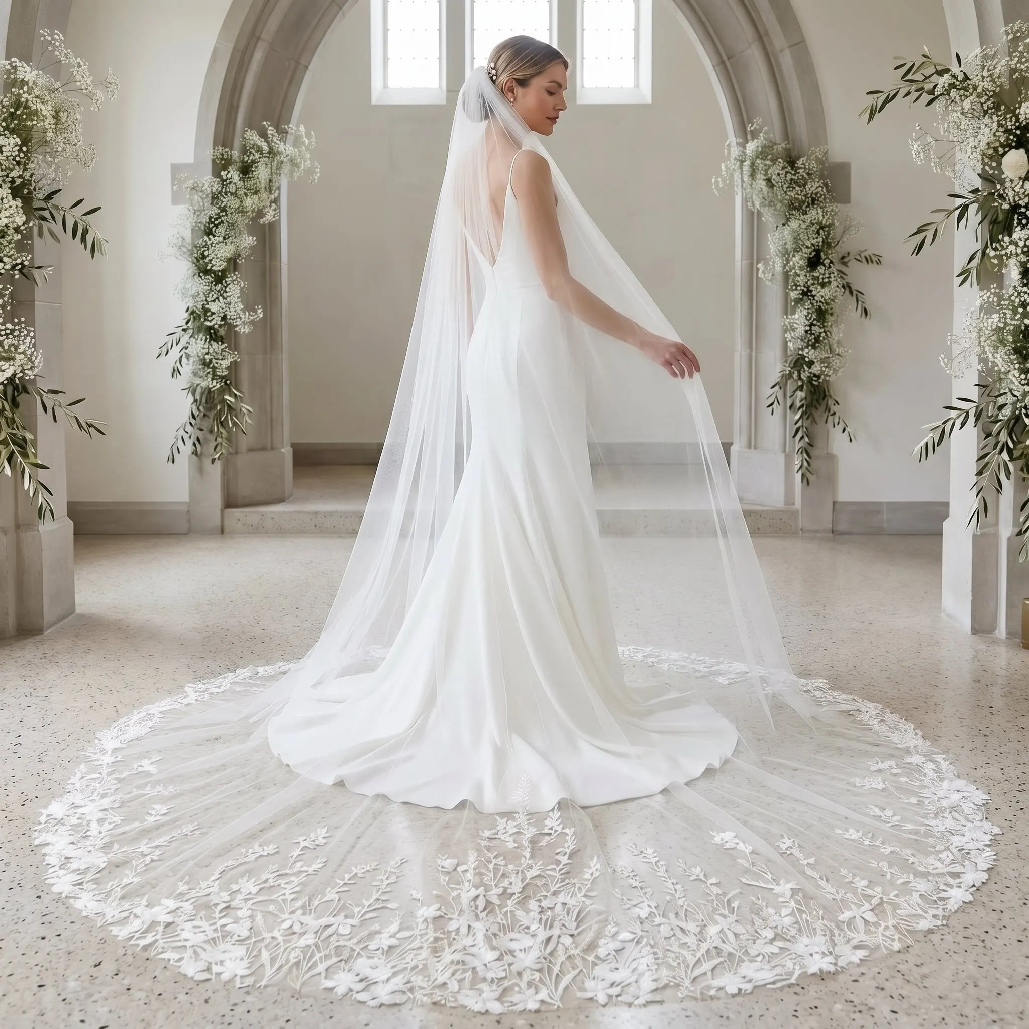 Bridal Veils Long Wedding Dresses Veil Plus Sie Wedding Dresses Accessories Extra Long Royal Lace Embroidery Wedding Veil G162