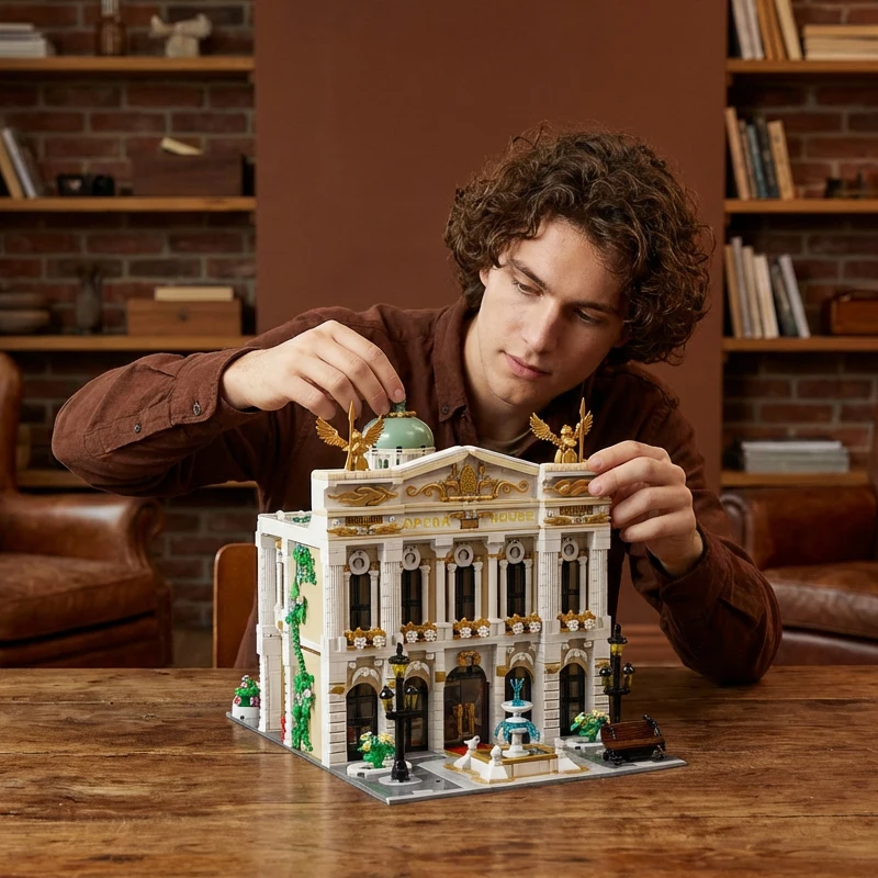 Conjunto de construção de iluminação para casa de ópera, com 8 figuras, arquitetura da cidade, blocos de construção modulares, kit de modelo de montagem, presente para adultos, 4490 peças
