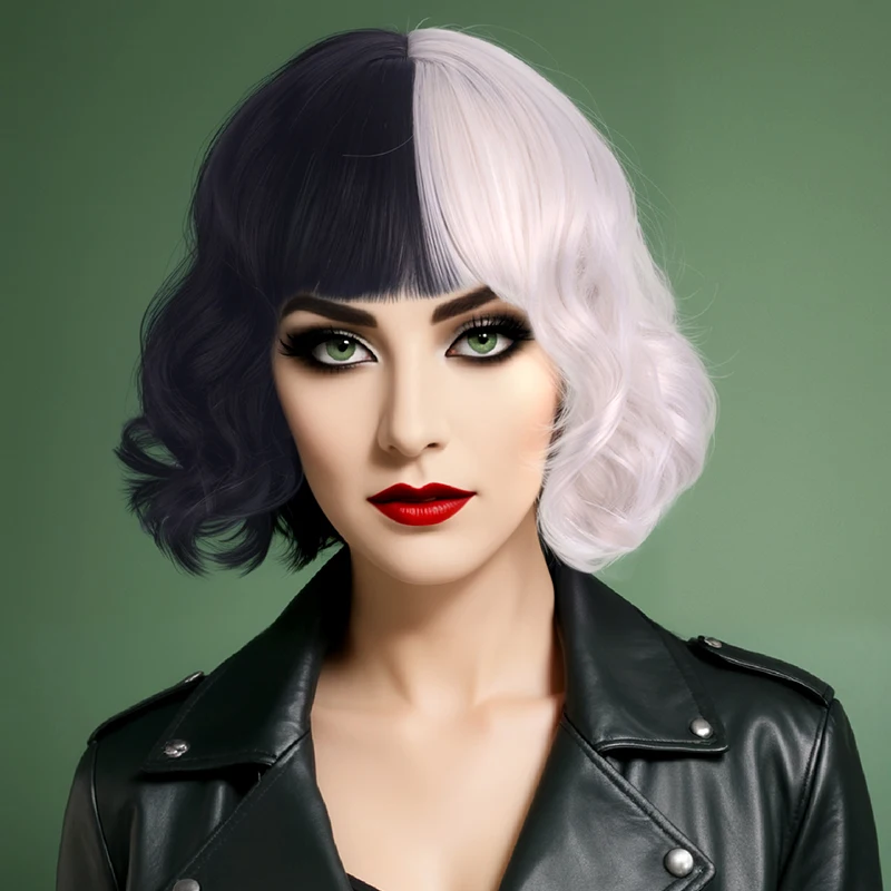 

COS wig, short, curly, corn perm, center part, water ripple, Halloween Synthetic fiber wig