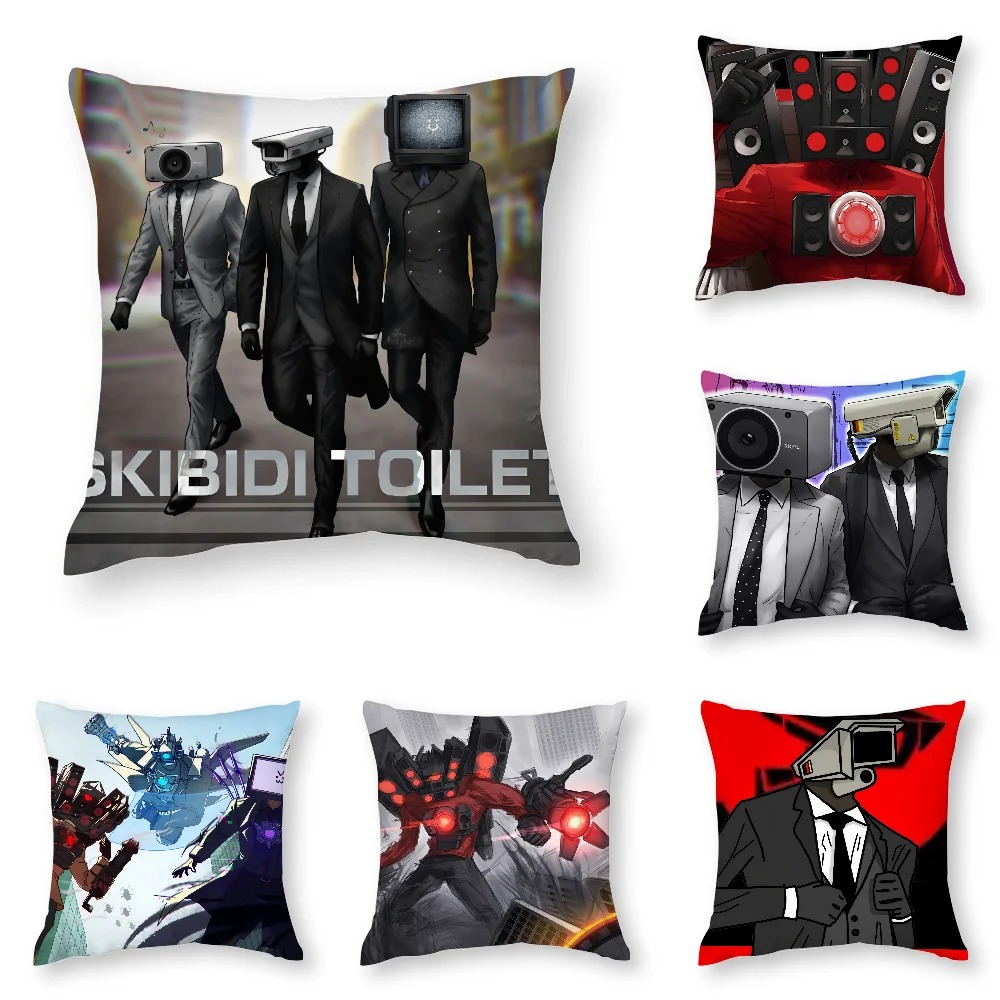 

S-Skibidi Toilet Pillow Case 3D Print Polyester Fiber 40*40 cm Home Sofa Throw Pillow Cover Decoration Festival Gift
