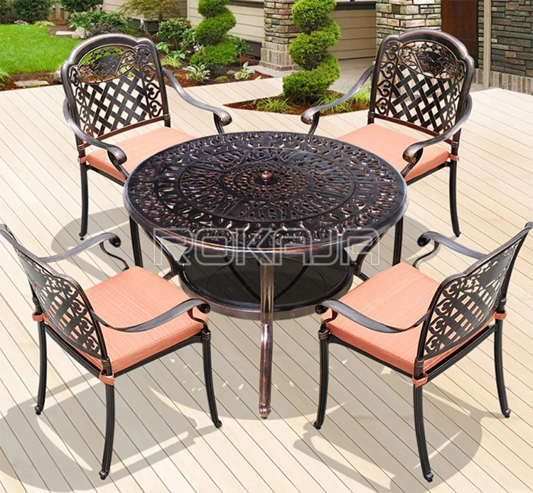 Outdoor Barbecue Table Chair Patio Barbecue Dining Table Villa Balcony Garden Furniture Sets Cast Aluminum