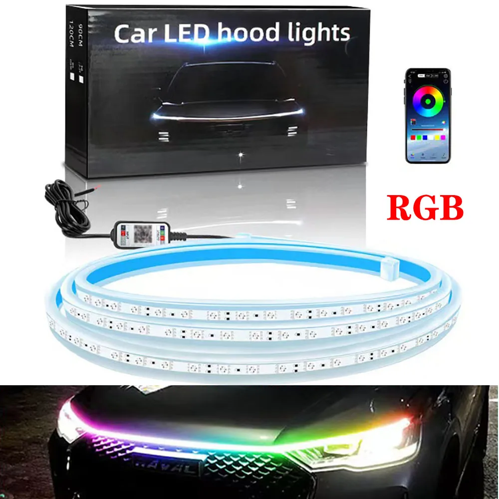 

Through type daytime running light head cover light APP LED ultra-thin light guide strip iridescent atmosphere light