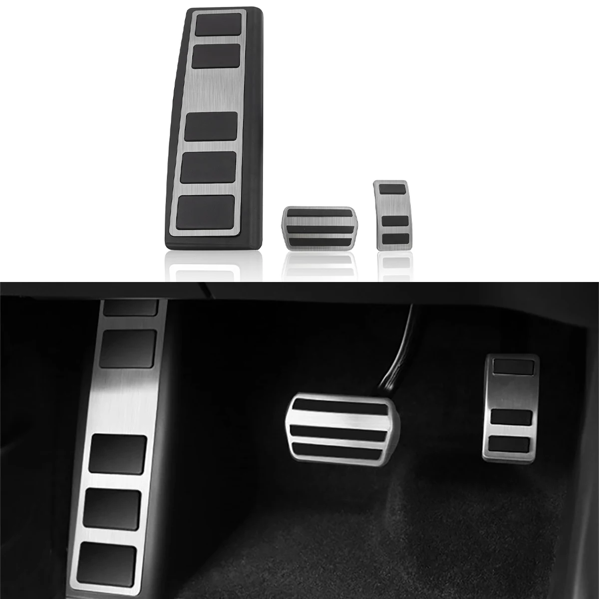 LHD Non-Slip Footrest Dead Brake Gas Accelerator Pedal Pad Cover Set For Ford Mustang MACH-E 2021 2022 2023 2024 2025