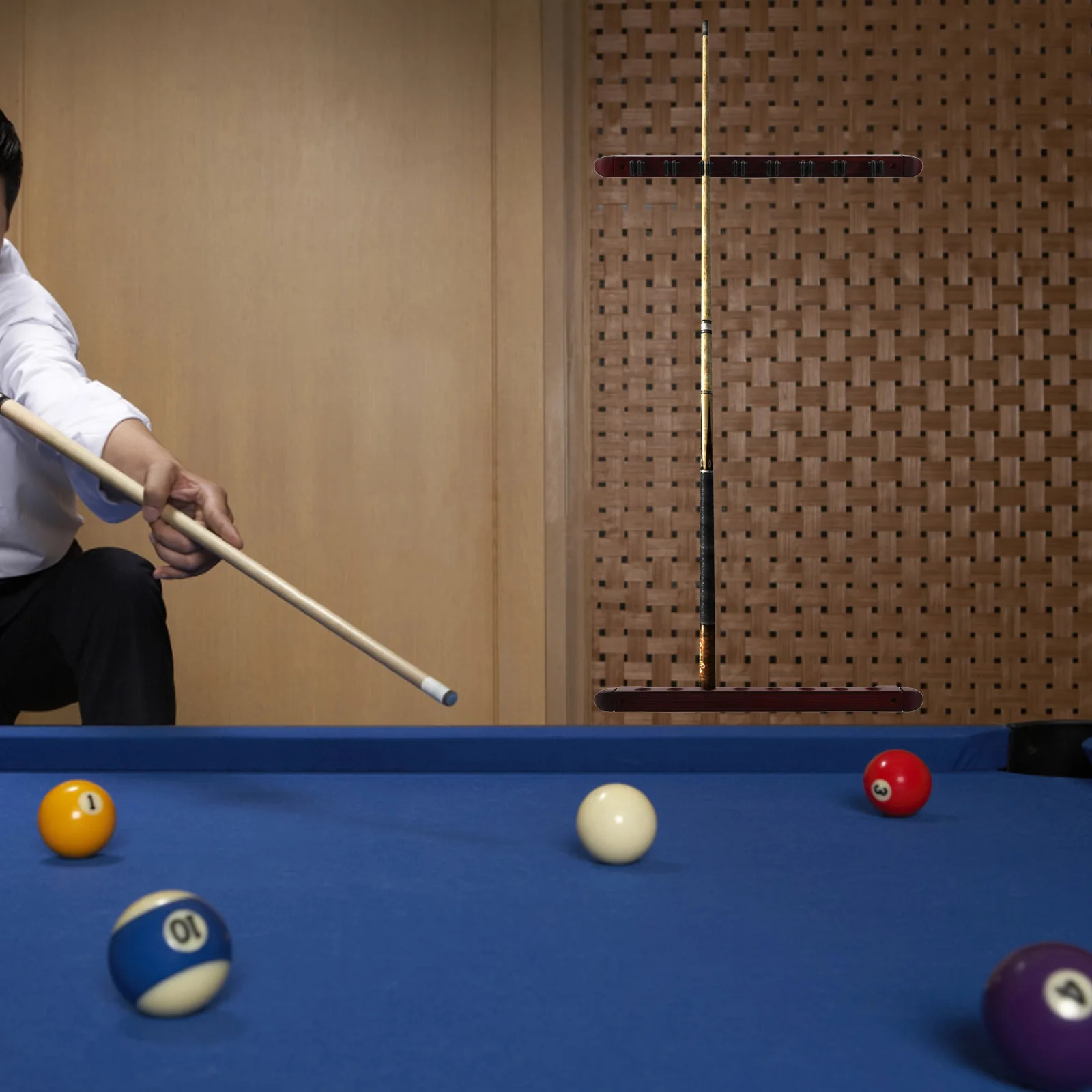 

1 set 1 Set 8 Hole Billiard Cue Rack Solid Wood Wall Mounted Holder For Pool Sticks Storage Display Stand Equipment Bracket Clip