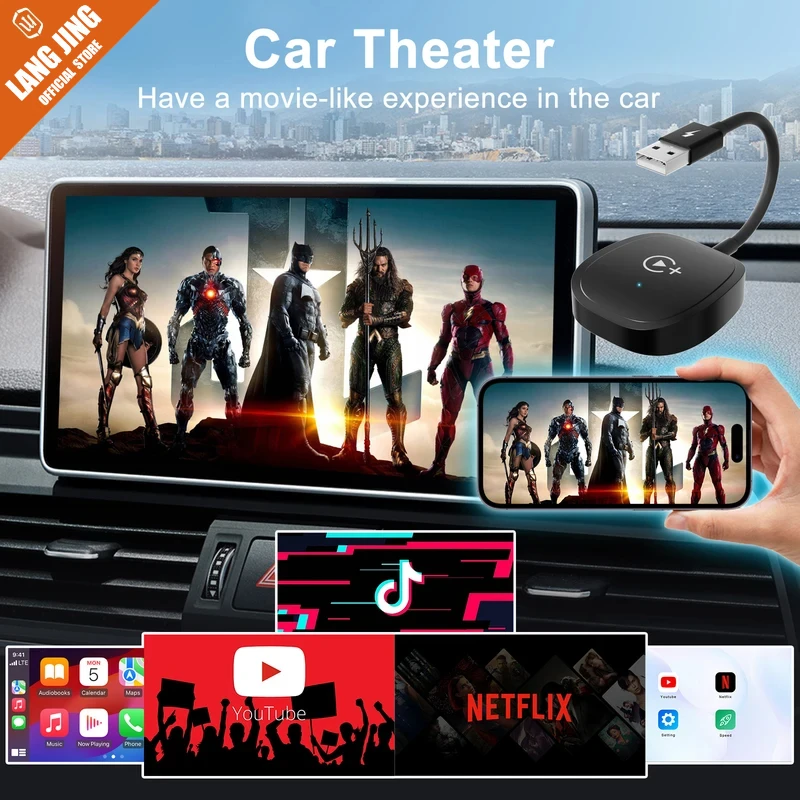 

Langjing wireless video CarPlay adapter with Netflix/YouTube/ TikTok for OEM wireless CarPlay cars