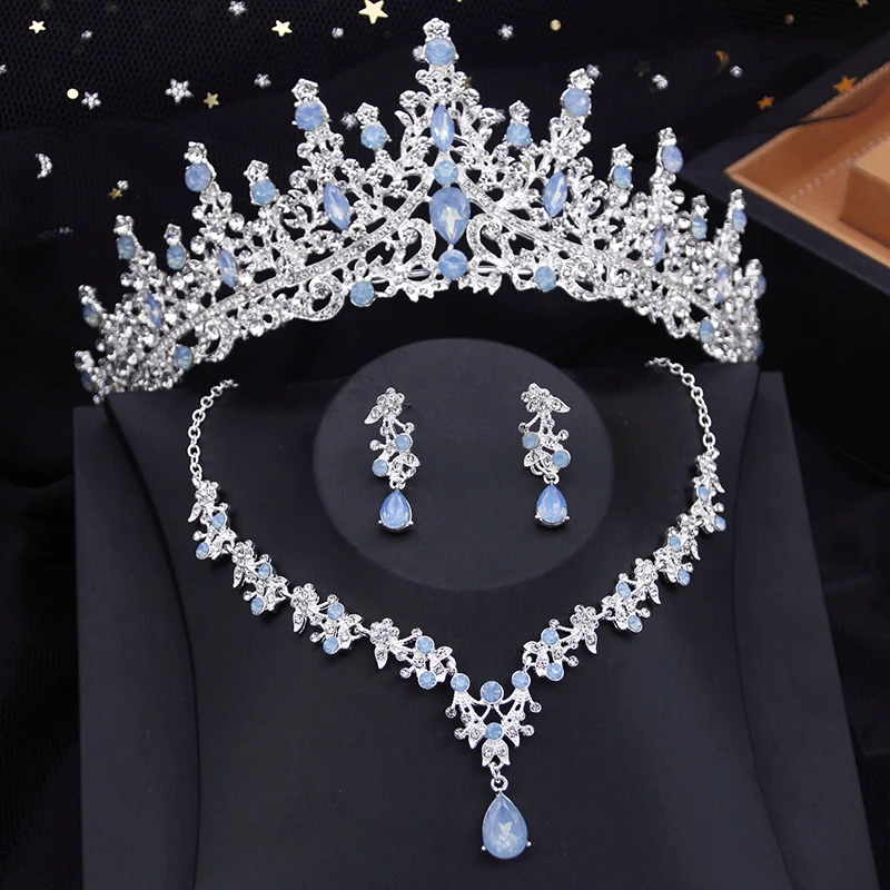 3 peças conjuntos de jóias de coroa de noiva para mulheres princesa tiaras conjunto colar brincos casamento noiva jóias acessórios de fantasia