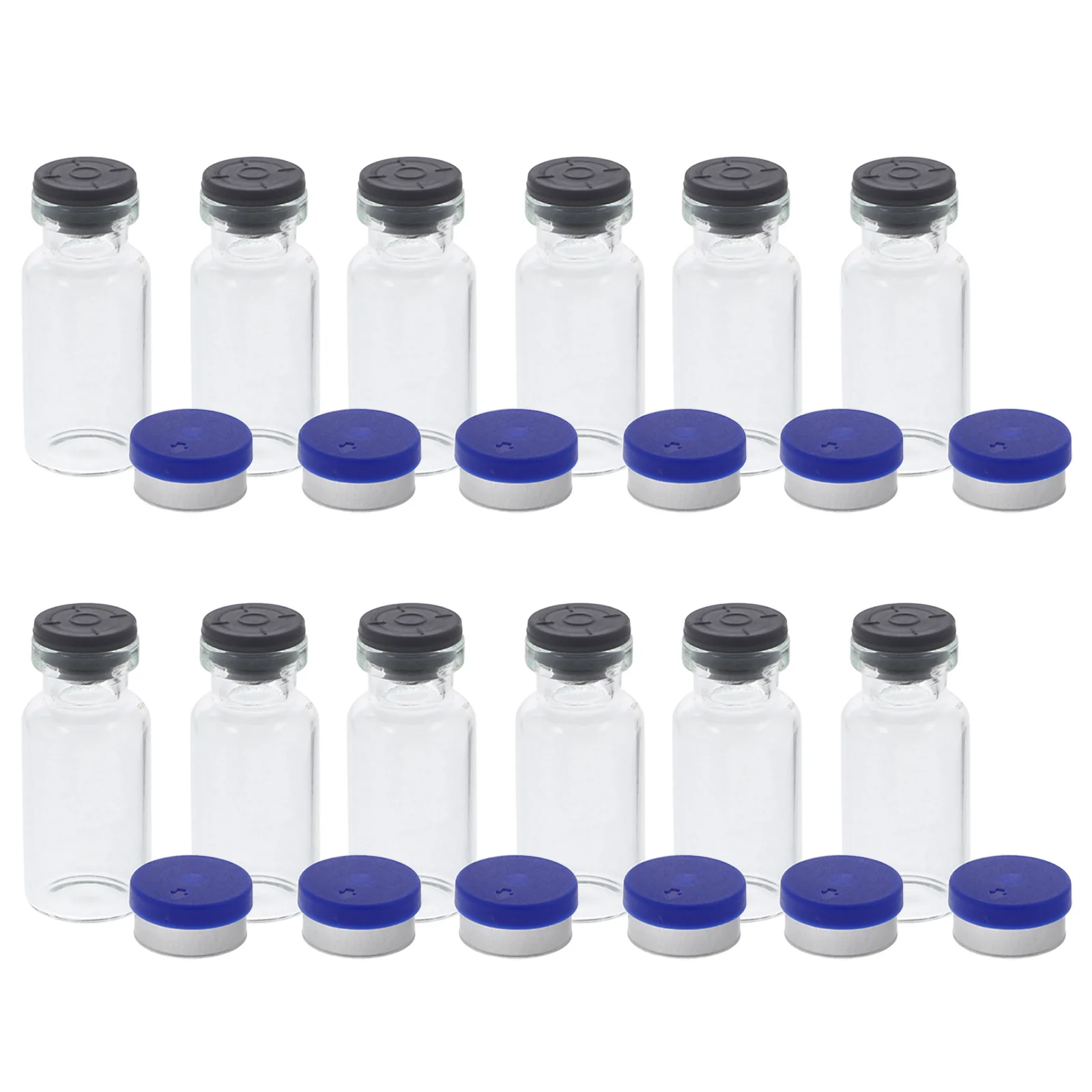 

12Pcs Glass Bottles Small Durable Glass Sample Vials Leakproof Caps for Liquid Powder Essential Oils Storage Use