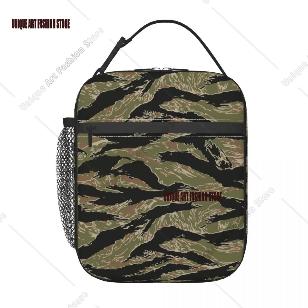 Tiger Stripe Camo Insulated Lunch Bag for Women Portable   Thermal Cooler Lunch Box Office Picnic Travel