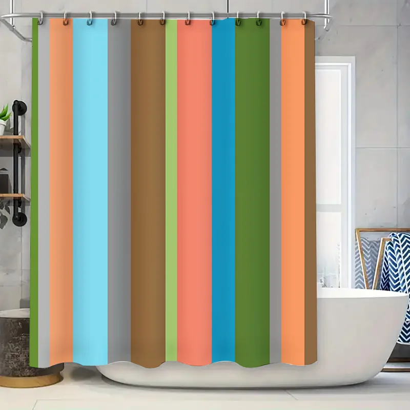 

Яркая цветная занавеска для душа для декора ванной комнаты, яркий многоцветный водонепроницаемый тканевый стержень, карманные крючки, набор AliExpress
