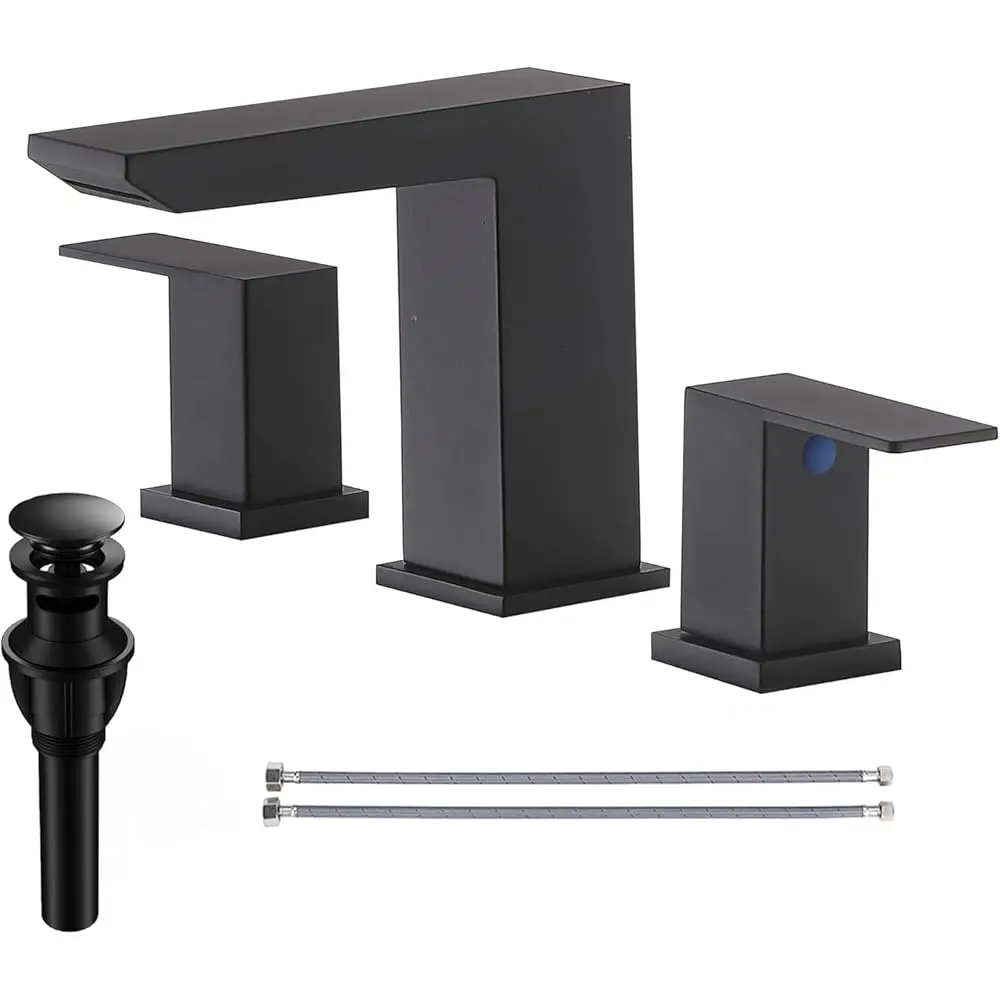 

Free Shipping-Black Waterfall Bathroom Faucet 8 Inch Widespread Bathroom Sink Faucet 3 Hole,Modern Matte Black Vanity B