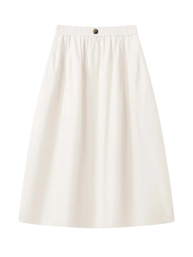 FANAN 미니멀리즘 여성용 A라인 스커트 신축성 있는 하이 웨이스트 한국 스타일 루즈한 의류 패션 여성 스커트 2026 봄 신상