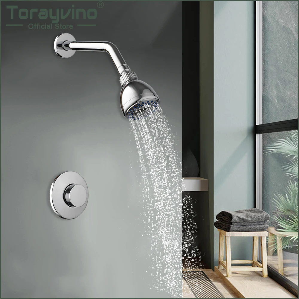 

Torayvino Touch Press Time Delayed Bathroom Shower Faucet Set Outdoor Only Cold Water Tap Shower System Wall Mounted Torneiras