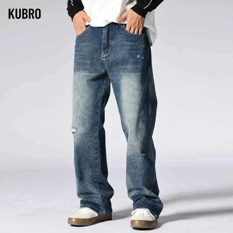 

Men's Straight Baggy Jeans Vintage Fashion Wide-Leg Denim Pant Straight and Simple Design Suitable for Daily Wear in All Seasons