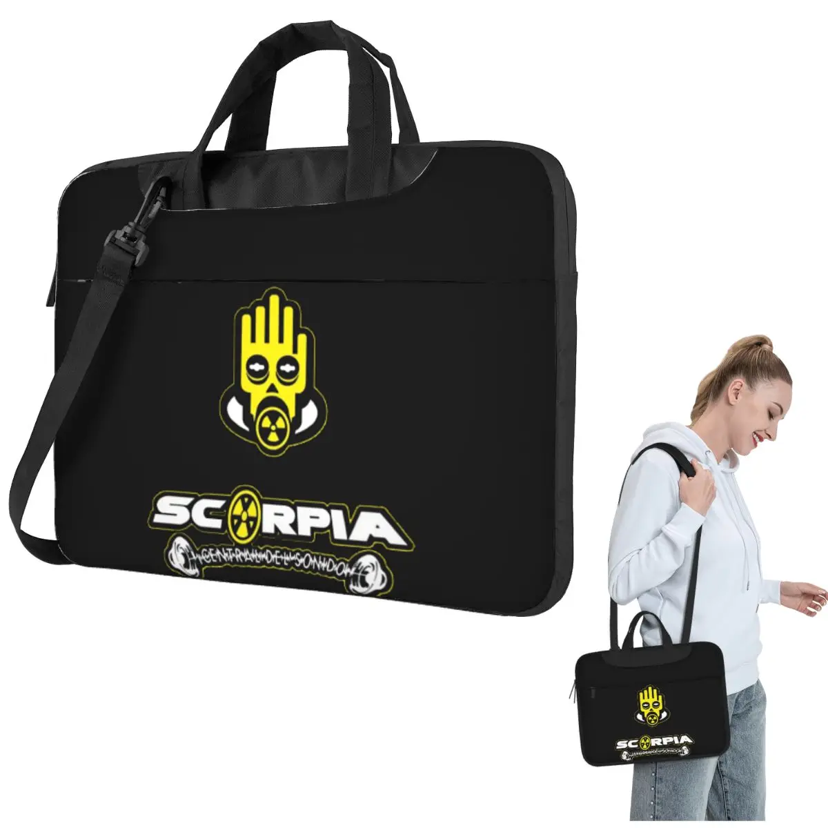 

Scorpia - Central Del Sonido Crossbody Laptop Bag Case Computer Bag 13 14 15.6 Inch Notebook Pouch for Macbook Pro