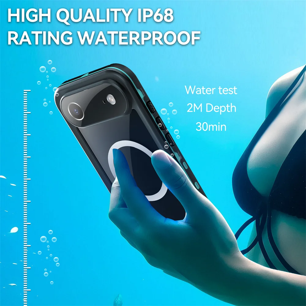 

Полностью герметичный водонепроницаемый чехол IP68 для iPhone 17 Pro Max 17 Air 16 E 15 14 Plus 13 Pro Max Чехол Magsafe для подводного дайвинга на открытом воздухе