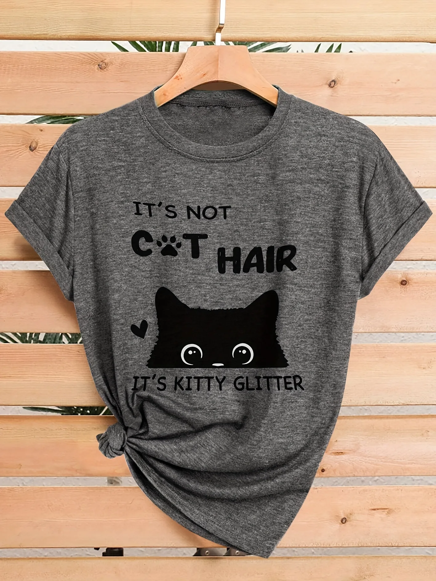It's Not Cat Hair It's Kitty Glitter Women's Tee - Cute Cat Graphic, Casual Teal Top