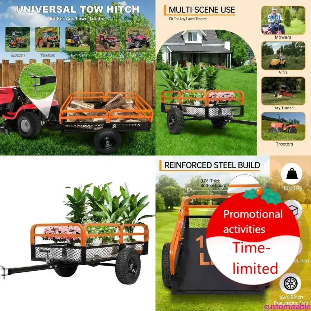 

Hot salesSturdy Steel Garden Dump Cart with 1600 Lb Load Capacity and 15 Cubic Feet Storage for Lawn Mowers and Utility Use