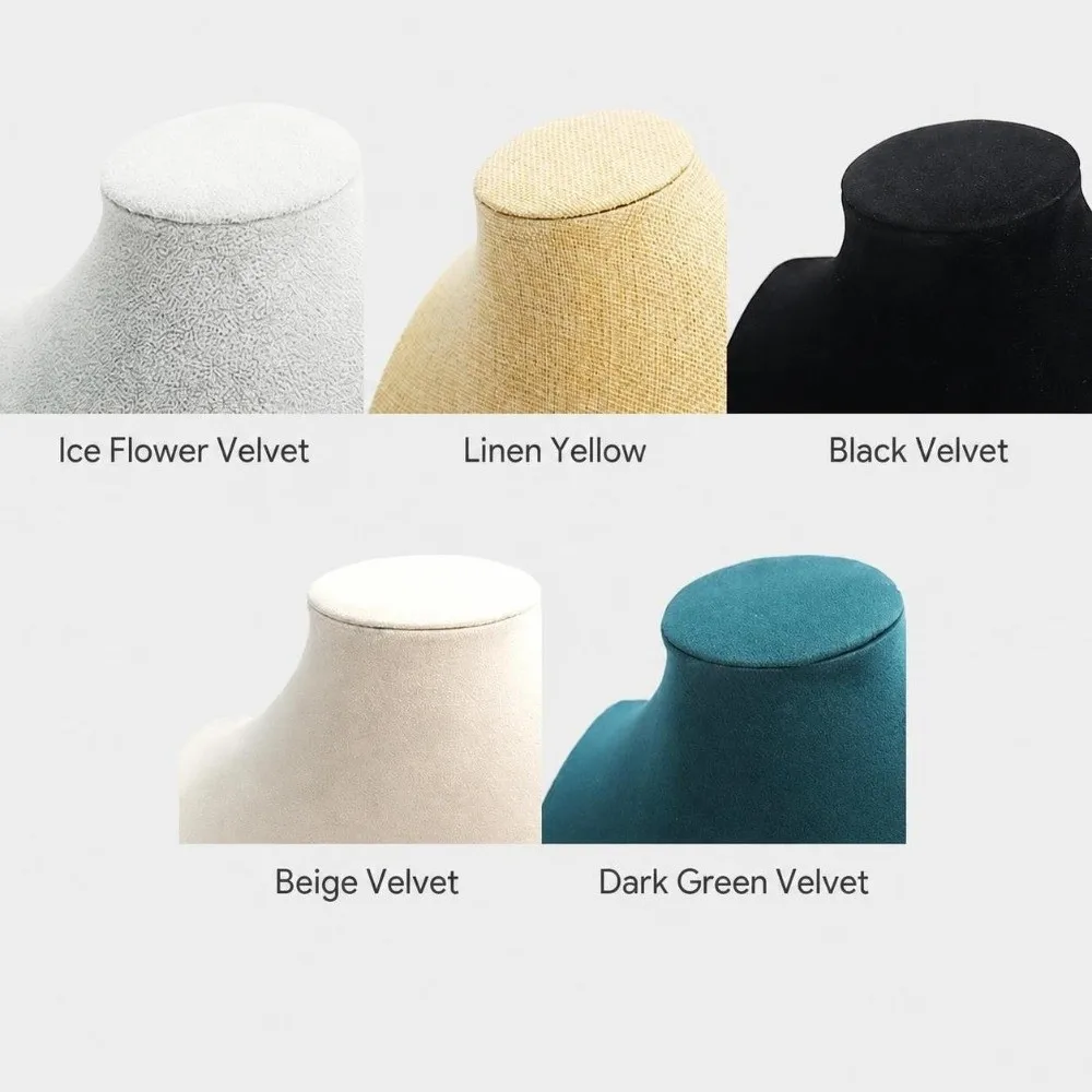 Portable Velvet Cloth Necklace Display Stand Neck Mold Counter Use Jewelry Show Rack Human Shape Ornament Holder Exhibit Work
