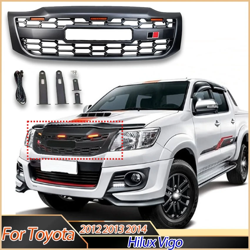 

Front Air Intake Grille For Toyota Hilux Vigo 2012 2013 2014 Hood Grilles Automobile Water Tank Protective Cover Car Accessories