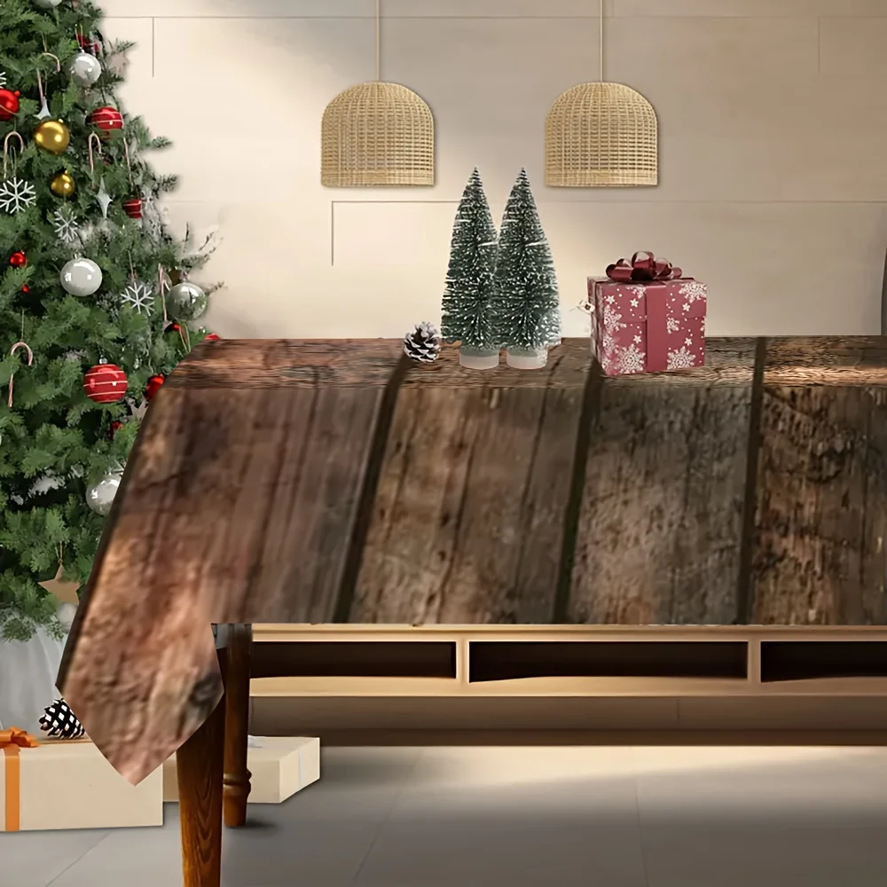 1 PC Wood Grain Texture Pattern Dark Wood Background Pattern Tablecloth Suitable for Home Decorationzyc