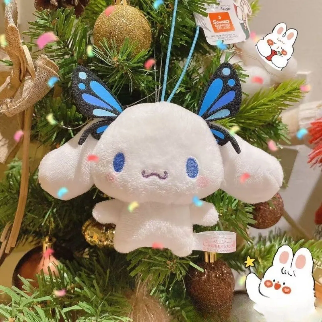 Sanrio Plush Cartoon Keychain Cinnamoroll Backpack Pendant Kuromi butterfly Cinnamoroll Bag Accessories Wings decoration Gift
