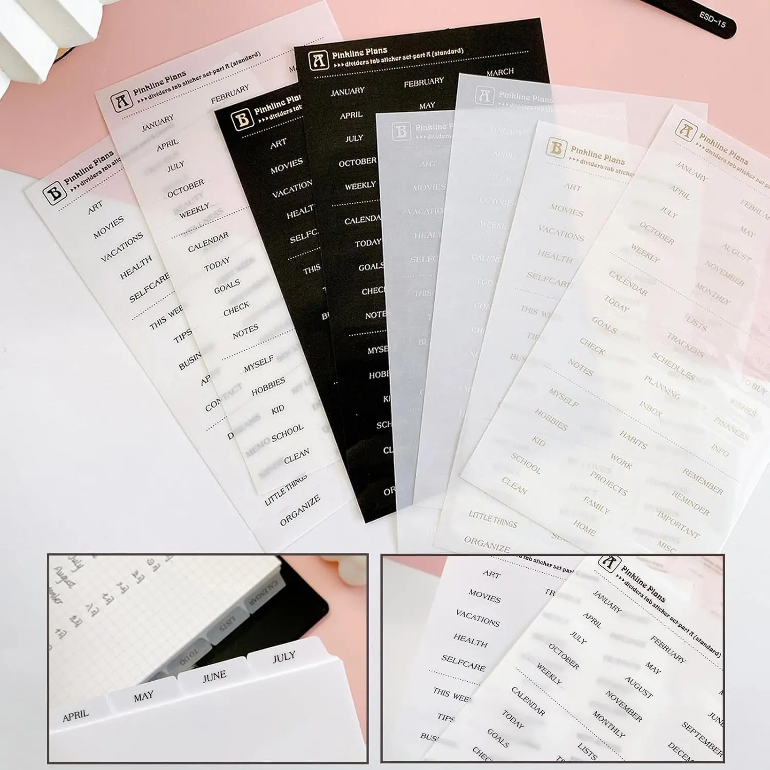 A5/A6 6 Sheets Binder Paper Dividers Page Dividers Notebook Dividers Binder Tabs Dividers Plastic Tabs Dividers Tabs for Binder