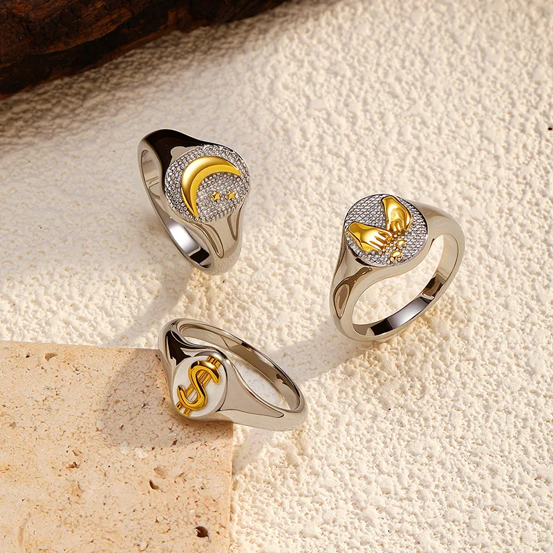 

Элегантное кольцо из нержавеющей стали 304 с покрытием из 18-каратного золота — минималистичный изысканный закрытый ремешок в стиле INS для женщин