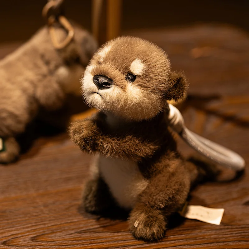 Cute Otter Plush Bag Pendant Realistic Stuffed Otter Animal Pendant  Keychain  Soft Plushies Bag Decoration Gifts Girl