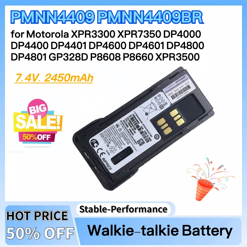 

New PMNN4409 Battery for Motorola XPR3300 XPR7350 DP4000 DP4400 DP4401 DP4600 DP4601 DP4800 DP4801 GP328D P8608 P8660 XPR3500