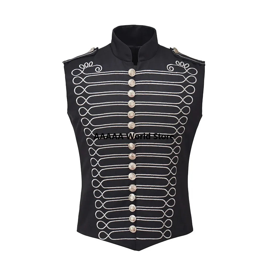 Mens Punk Rock Band Cosplay Vest Sleeveless Military Drummer Jacket Parade Costume My Chemical Romance view 4