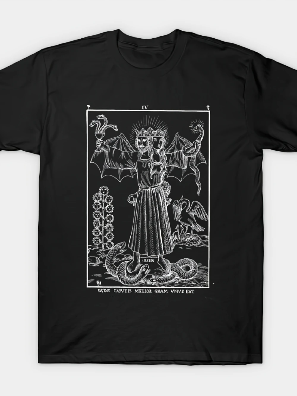 Esta Camiseta Masculina Estampada Apresenta Alquimia Mística Vintage e Símbolos Esotéricos e Tem um Design Solto com Gola Redonda