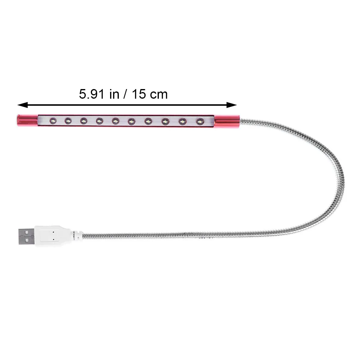 10 مصابيح LED USB قابلة للتعديل معقوفة للكمبيوتر المحمول والمكتب والسرير المحمول الموفر للطاقة وصديقة للعين باللون الأسود