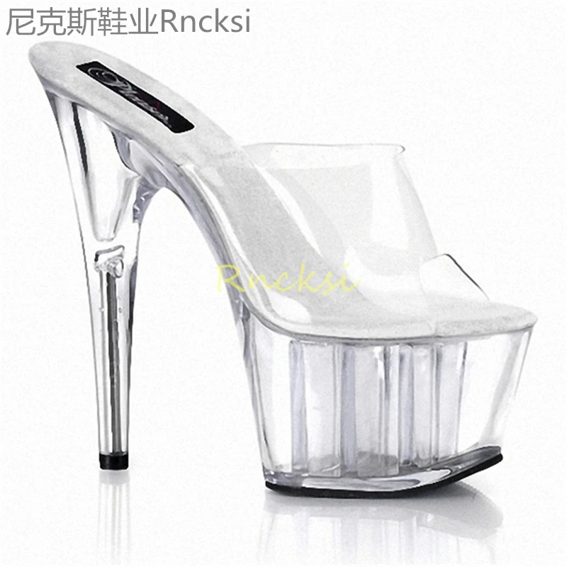 17cm New summer buckle with sexy stiletto heels and high-heeled sandals, women's catwalk high-heeled slippers