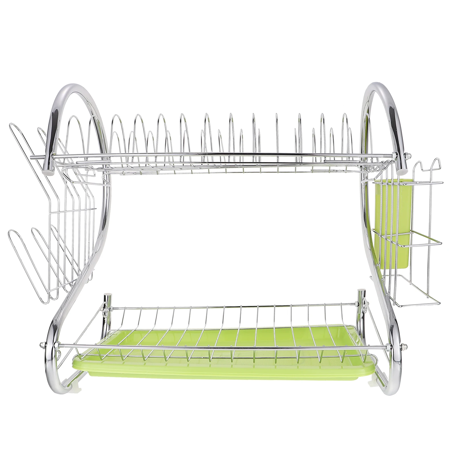 

Double-Layer Dish Drying Rack Iron-Art Kitchen Utensils Holder Bowl Organizer Household Drainer Storage Shelf Green