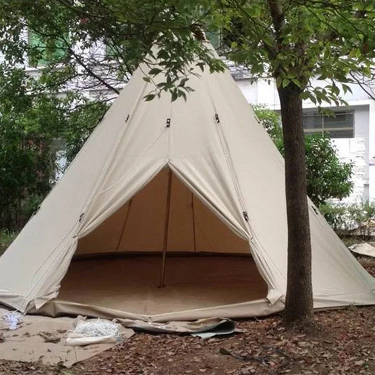 

Hot Sell Pyramid Tipi Tent Outdoor Waterproof Camping 3-4 Person Indian Teepee Tent