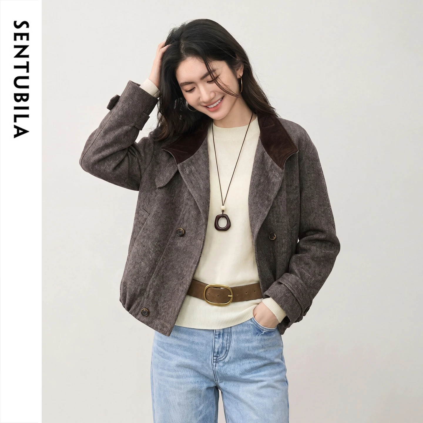 Wool Blend Coat - SENTUBILA Damesjas Wolmix Vintage Losse Jas