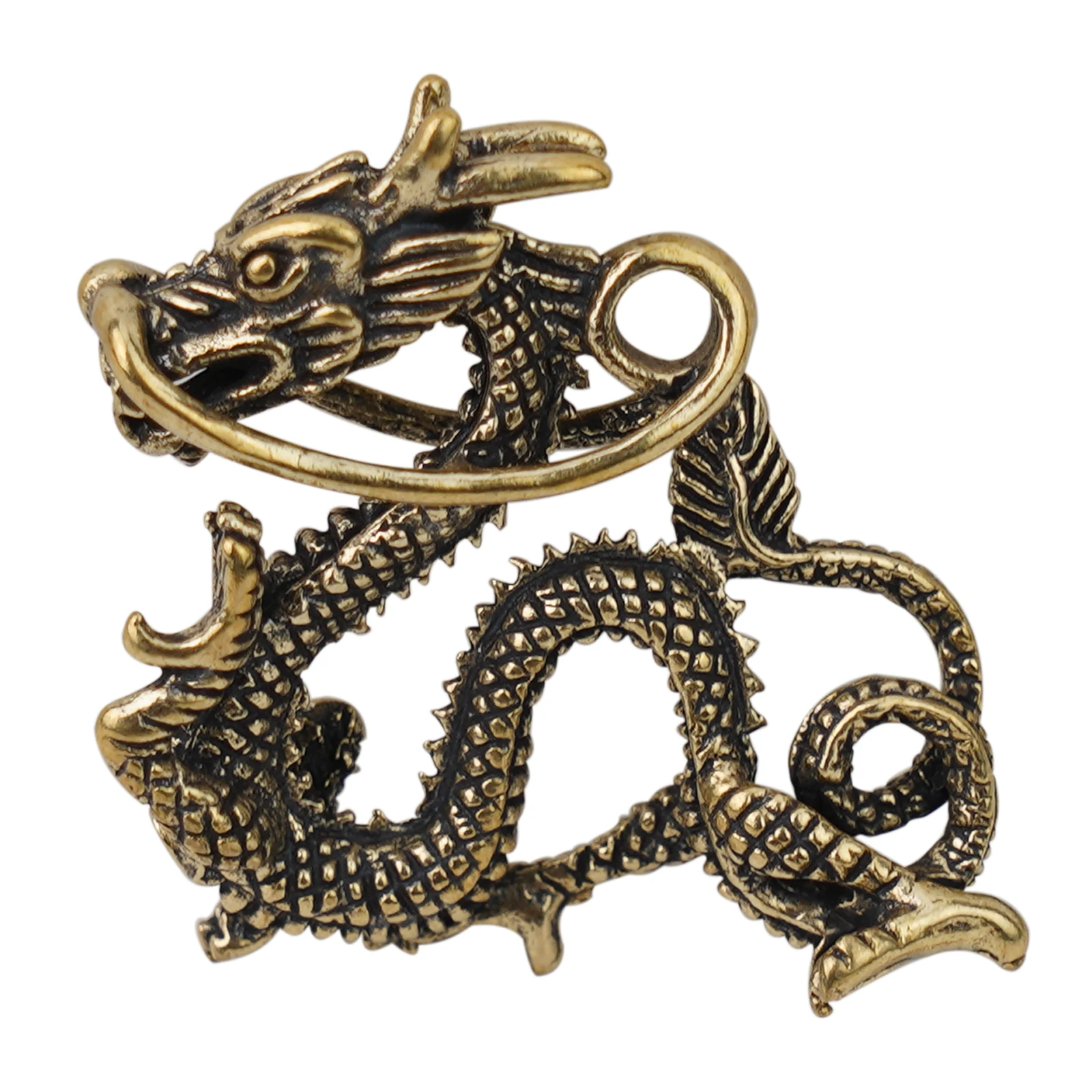 Unique Dragon Design Car Ornament Elegant Antique Copper Figurine Fine Details Compact Size Brings Positive Energy and Luck