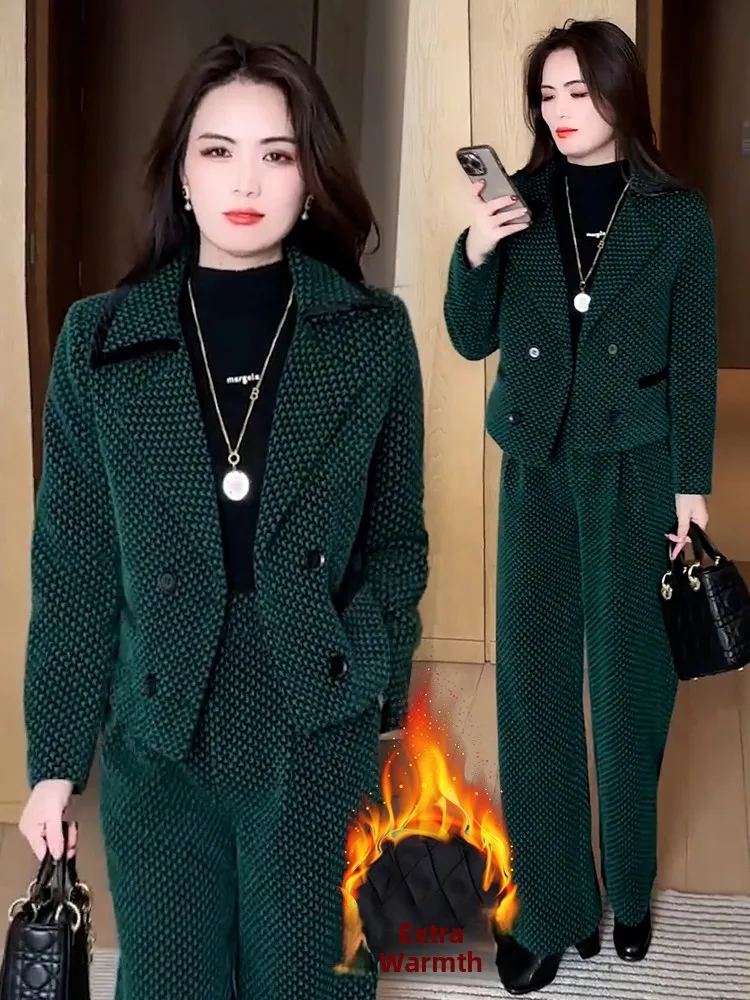 Ele – ensemble pantalon Anti-âge en coton à jambes larges pour femme, vêtement d'extérieur chaud, costume deux pièces, nouvelle collection hiver