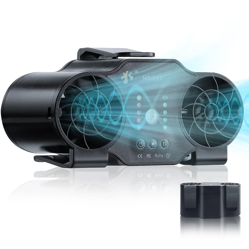 

﻿ Двойные вентиляционные отверстия, мощный портативный поясной вентилятор с зажимом для рубашки, 20000 мАч, 4 скорости, светодиодный светильник SOS, питание от батареи для путешествий на открытом воздухе