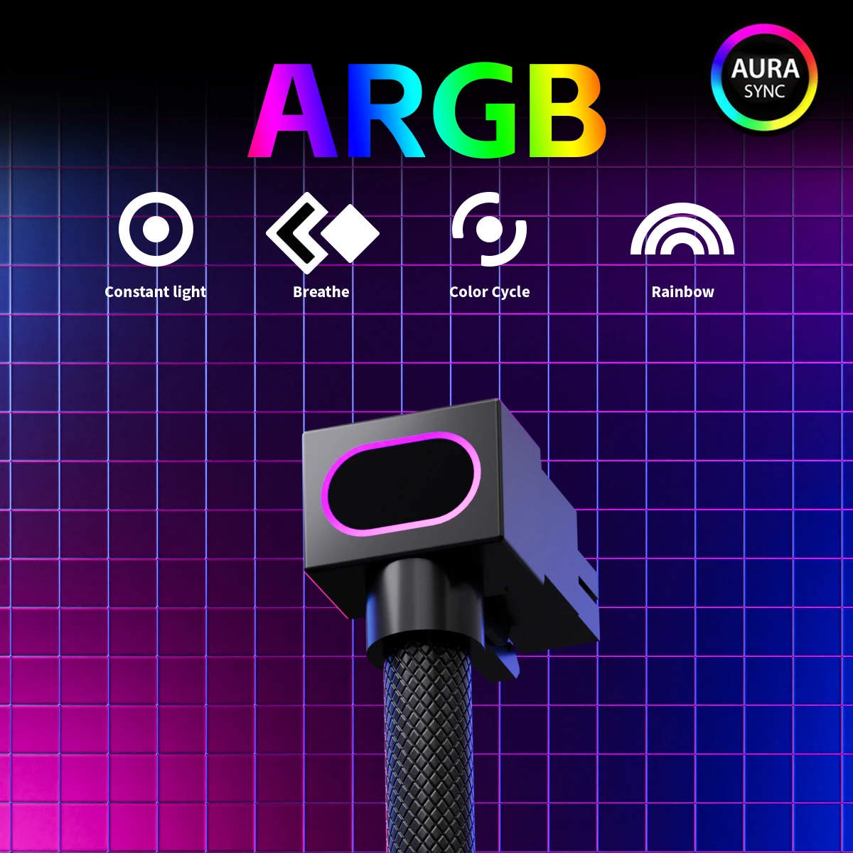 AIJS GPU8Pin Graphics Card Extension Cable,18AWG 90° Right-Angle Design, ARGB 5V 3Pin Male-to- Female Connectors Cable