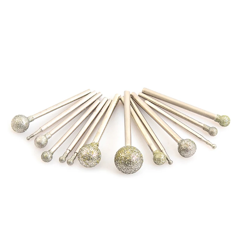 Spherical Diamond Grinding Point F Needle,2.35/3mm Shank,for Burrs Engraving Rotary Tools,60 Grit