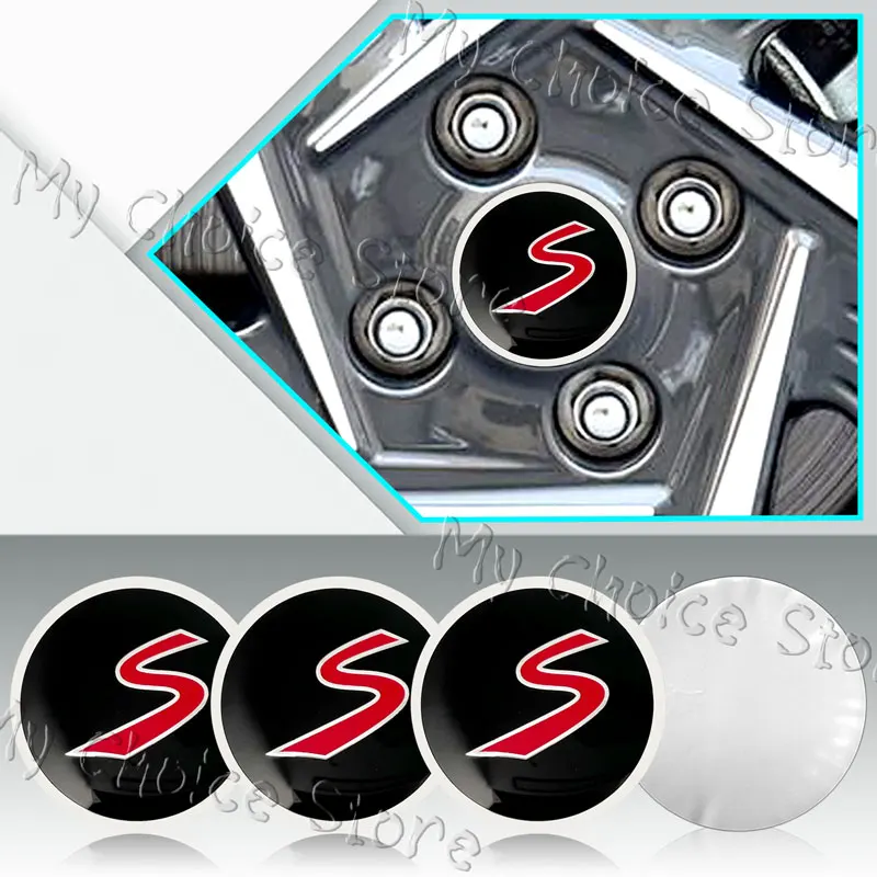 4Pcs 56mm Car Styling S Logo Emblem Wheel Center Hub Cap Rim Hub Dustproof Cover Sticker For Mini Cooper S JCW R55 R61 R53 F54