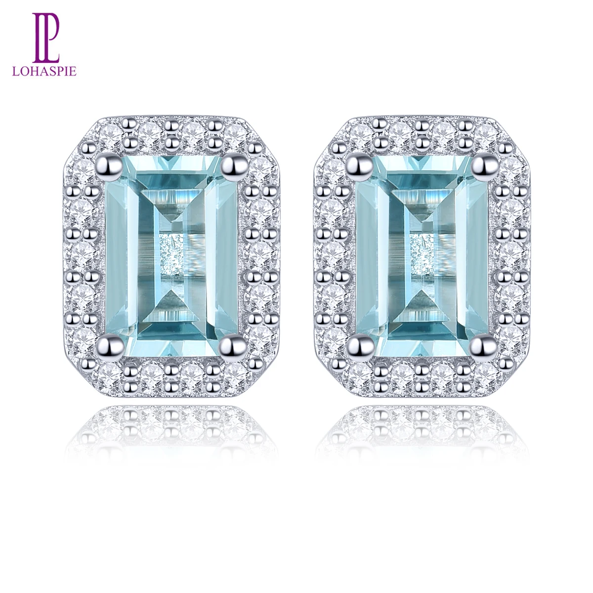 

Lohaspie Natural Aquamarine Diamond Real 9K White Gold Women Earring 1 Carats Genuine Gemstone Customized Fine Jewelry Gifts