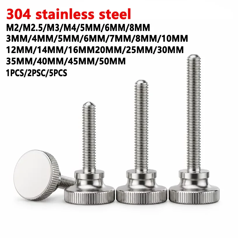 304 Stainless Steel Hand-Tightening Nuts High-Head Knurled Nuts M3 M4 M5 M6 M8 M10 M12 Advertising Decorative Studs